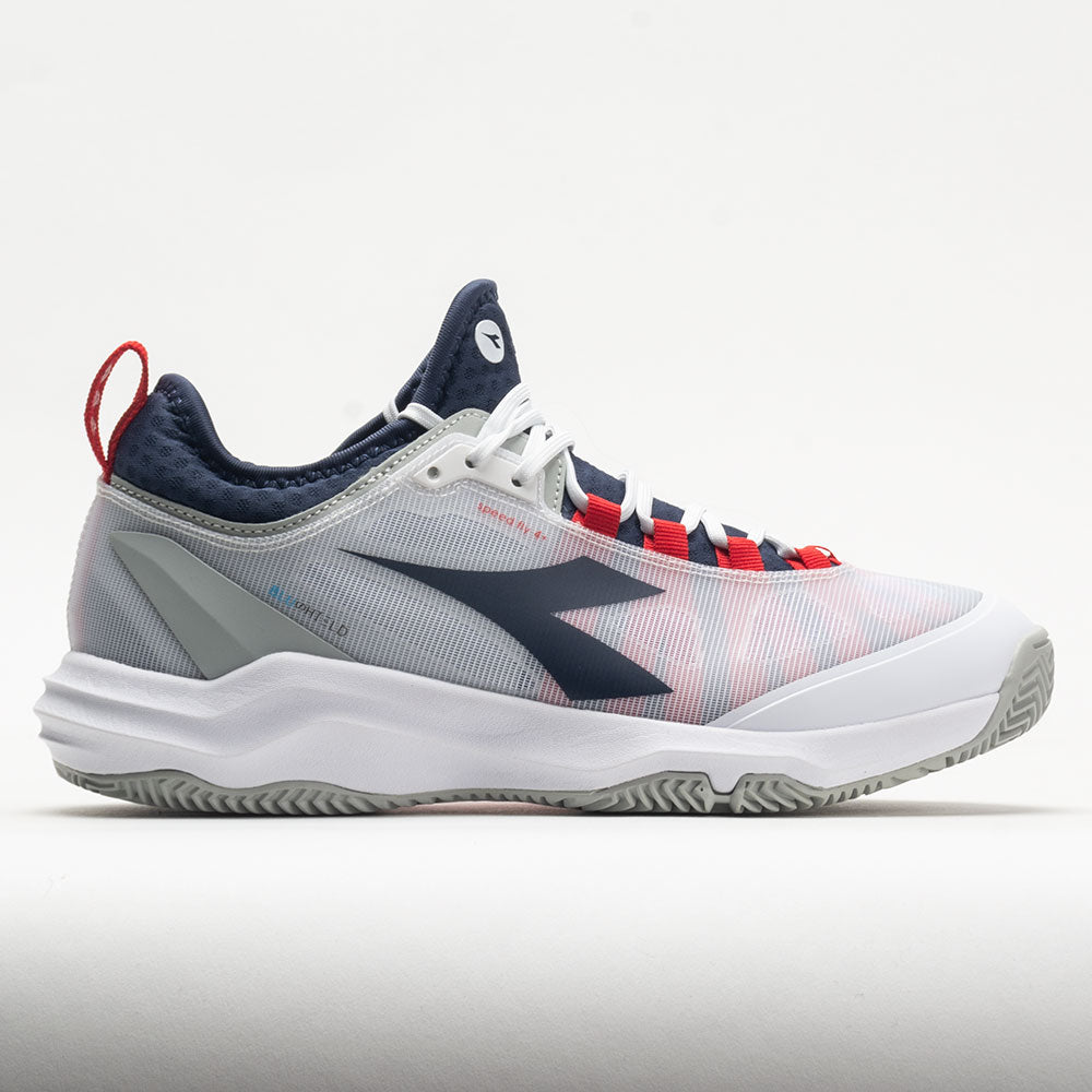 Diadora Speed Blushield Fly 4+ Clay Men's  White/Blue Corsair/Fiery Red